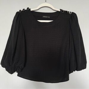 A Collection Jacquard Pull Sleeve Blouse | Black | Size: S | Women